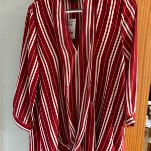 Suzanne Betro Red and White Striped Blouse